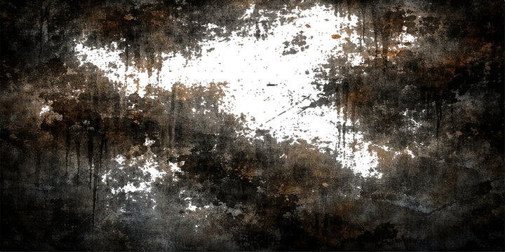 A dark and cold winter weather texture of rain drops on the window glass with a rough grunge pattern of ice and frost