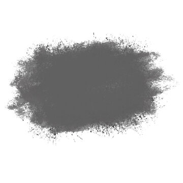 Dark gray abstract paint splatter texture isolated on transparent background