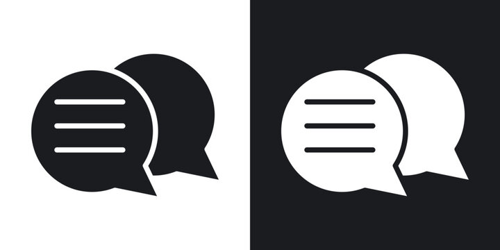 Message icons in solid black and white collection