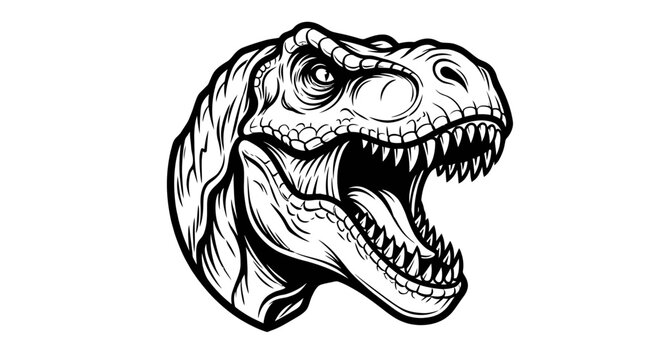 Dinosaur Head Roaring T rex Vector Illustration