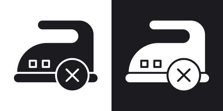No ironing icons in solid black and white collection