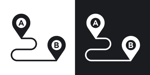 Path A to B icons in solid black and white collection © chandi