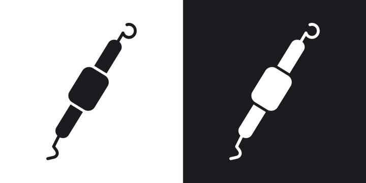 Periodontal scaler icons in solid black and white collection