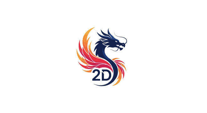 Mythical Dragon Logo with 2D Text - Fantasy Creature Emblem