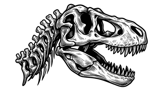 Dinosaur Skull Vector Illustration for Anatomy Studies