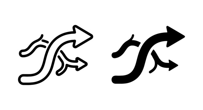 Intertwined Arrows Vector Icons, Flow Direction Symbols, Creative Path Choices, Business Strategy Concepts
