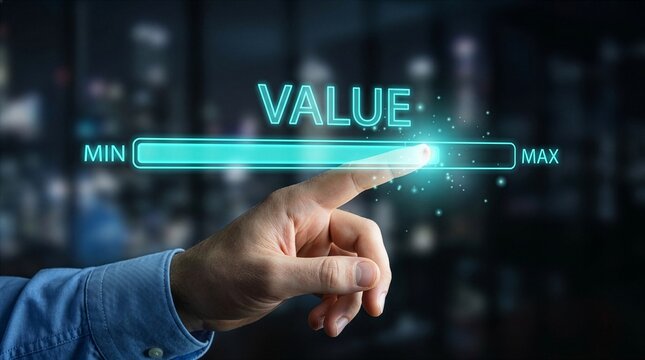 VALUE for growth value, increase value, value added and business growth concept