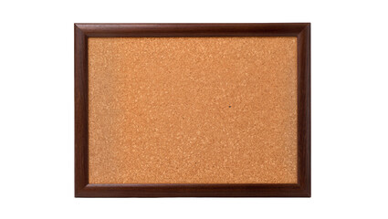 Fototapeta premium Rectangular cork board with dark wood frame, isolated on transparent background