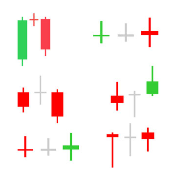 Technical Candlestick Patterns Set - Forex and Crypto Trading Vectors