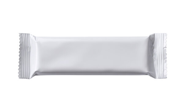 Empty White Foil Candy Bar Wrapper With Crimped Edges On Black Background shiny, Isolated, Png Transparent Background