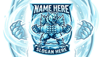 Obraz premium Mascot Logo Featuring a Muscular Ice Bear Warrior
