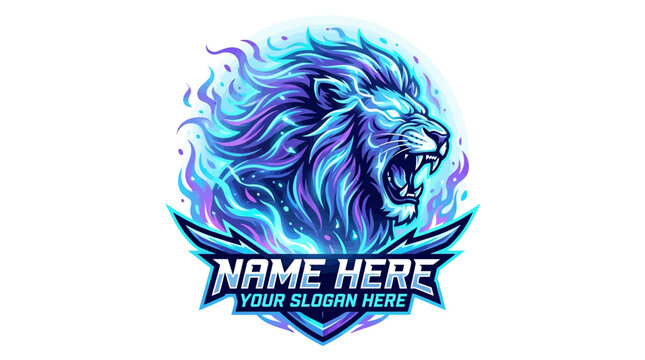 Roaring Lion Esports Logo With Blue Fire