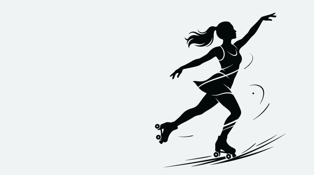 Silhouette of a Woman Roller Skating