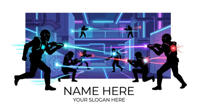 Laser Tag Battle In Futuristic Neon Arena