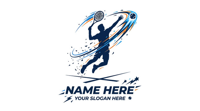 Energetic Tennis Player Action Logo