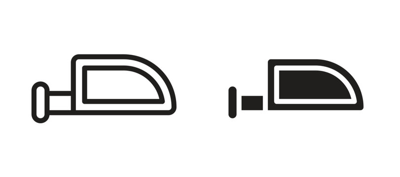 Side mirror icon symbol, black style vector icons pack