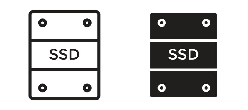 SSD drive icon symbol, black style vector icons pack