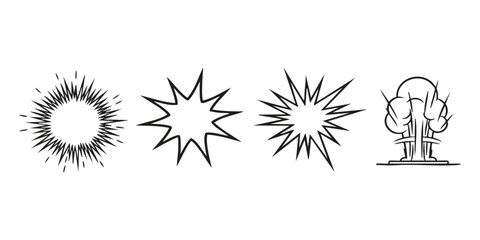 Set of hand drawn explosion and blast comic book effect elements © Sharmin