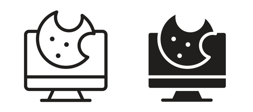 web Cookies icon symbol, black style vector icons pack