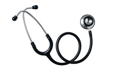 Black stethoscope with chrome accents, isolated on transparent background