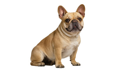 Fototapeta premium Fawn French Bulldog sitting attentively, isolated on transparent background