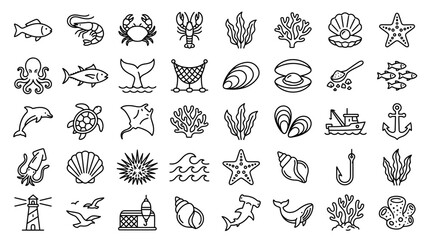 Sea creatures and ocean objects. © Sania