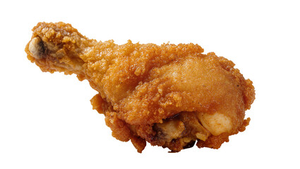 Crispy golden brown fried chicken drumstick, isolated on transparent background © Maria