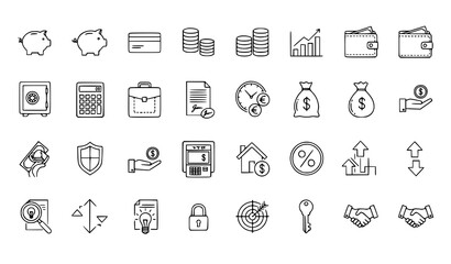 Fototapeta premium Financial icons for business banking and investment concepts