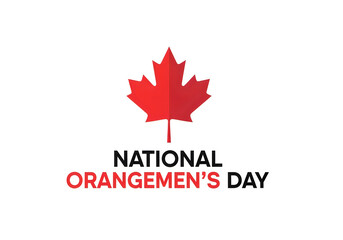 Fototapeta premium National orangemen's day text with a red maple leaf icon symbol for holiday celebration design