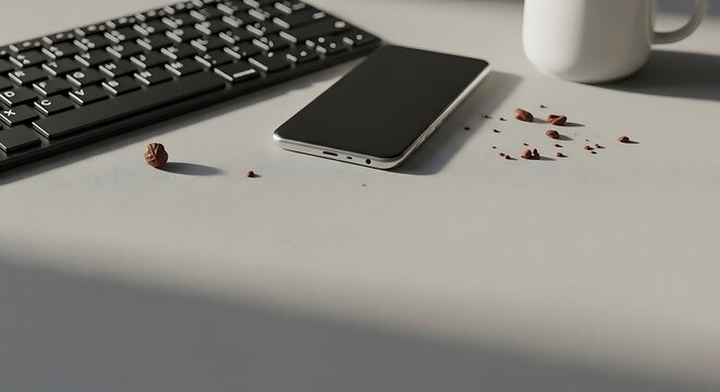 Coffee Break with Phone and Keyboard.