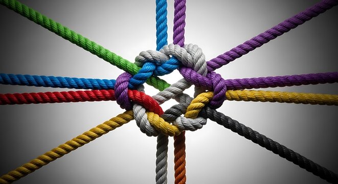 Colorful ropes tied together in a symbol of unity and friendship