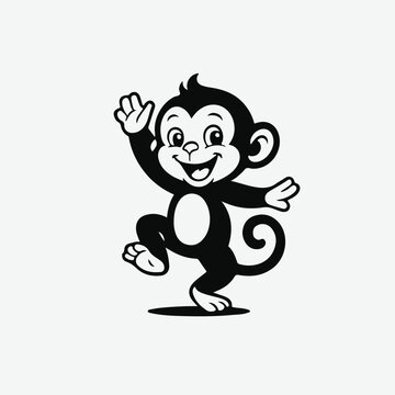 Black and white monkey waving hand
