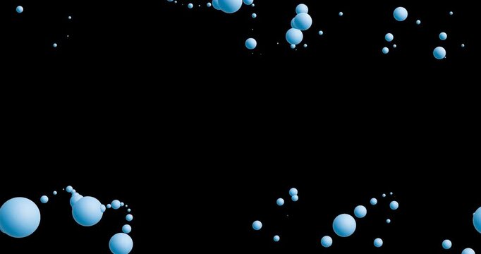 不思議な並びの薄い青色の球、泡の抽象的なアニメーション：４K,ループ、背景透過