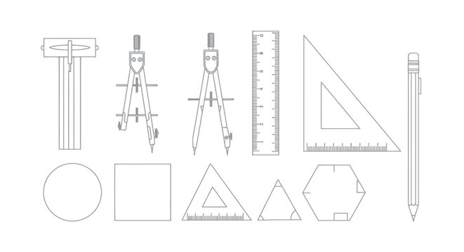 Drafting and Geometry Tool Icon Set