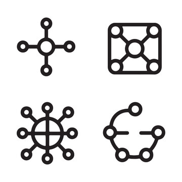 Set of network connection icons representing communication and technology
