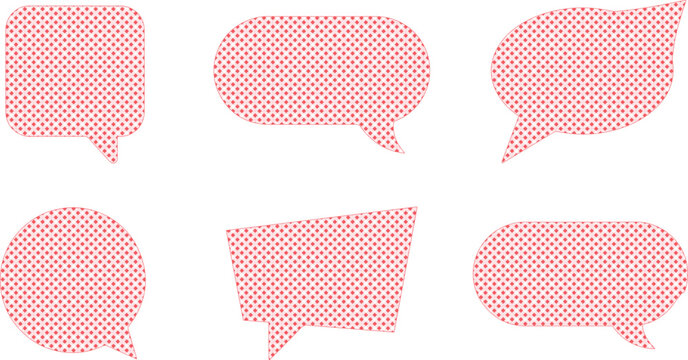 Modern pink speech bubbles vector collection, abstract communication chat box elements, graphic design assets for social media and web interfaces, contemporary message balloon set isolated PNG