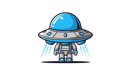 Cute Cartoon Astronaut with UFO Helmet and Spacesuit © Free vector