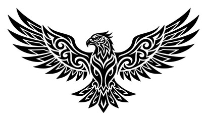 Obraz premium Tribal Eagle Bird Tattoo Style Decorative Black Vector Illustration Design