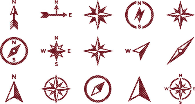 Directional compass rose vector collection, navigation compass symbols, orientation arrow icons, travel and exploration graphic elements isolated PNG with Transparent Background