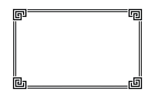 Greek key border, black frame, decorative rectangle, vector border