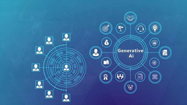 Generative AI Animation Featuring Connected Smart Technology Network and Futuristic Digital Intelligence Interface Background