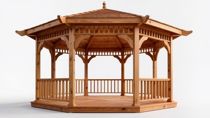 Fototapeta premium Wooden Garden Pergola Isolated on White Background