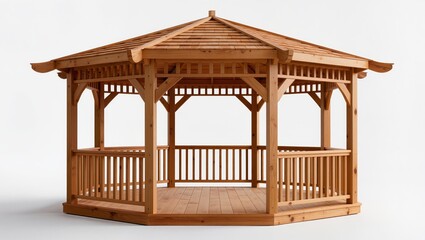 Fototapeta premium Wooden Garden Pergola Isolated on White Background
