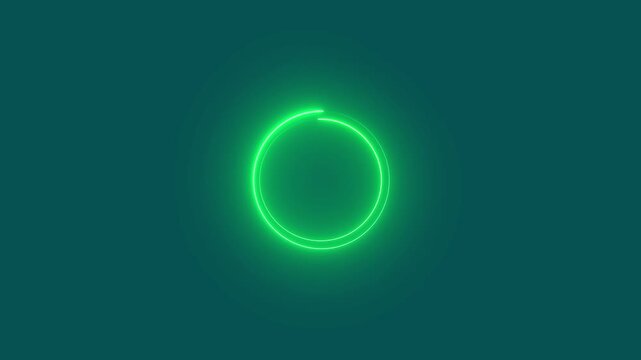 Glowing neon green circle loading animation loop on dark background
