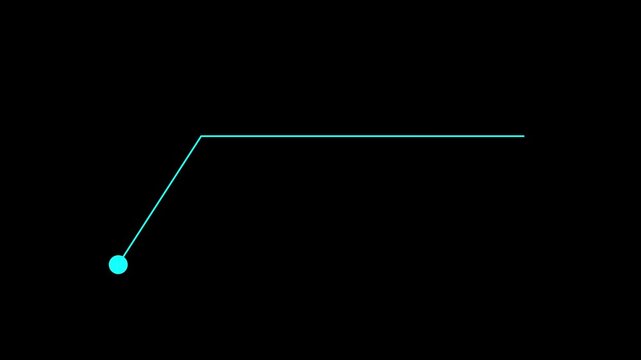 Minimalist hud callout animation with cyan dot and horizontal line on black background, interface motion animation
