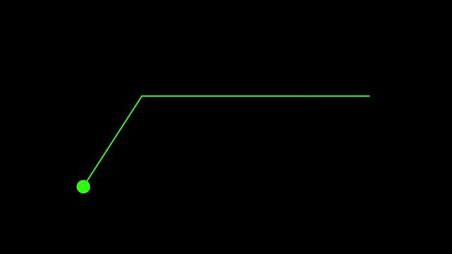 Minimalist green line graph animation with point indicator on black background, data visualization chart