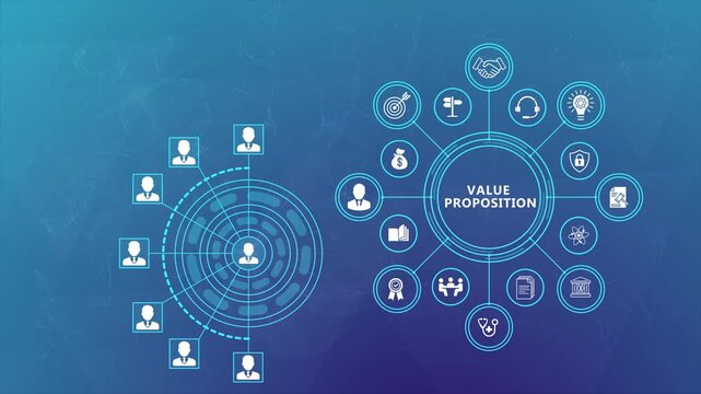 Value Proposition Animation Featuring Connected Business Strategy and Futuristic Smart Technology Interface Background