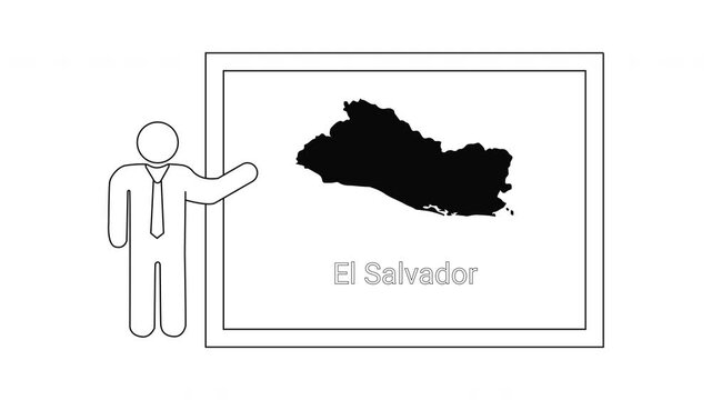 El Salvador Map Presentation with Business Person Icon.