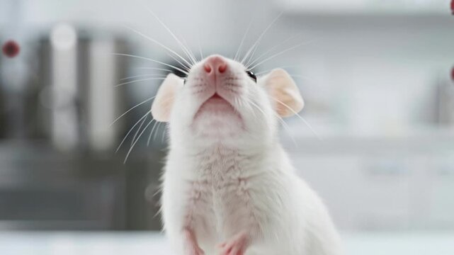 Hantavirus Alert Animation with White Mouse on Kitchen Counter
