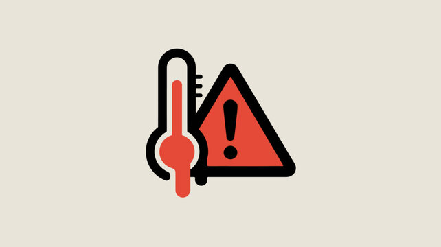 Warning, heatwave, temperature, alert icons, danger signs, caution symbols, vector graphics